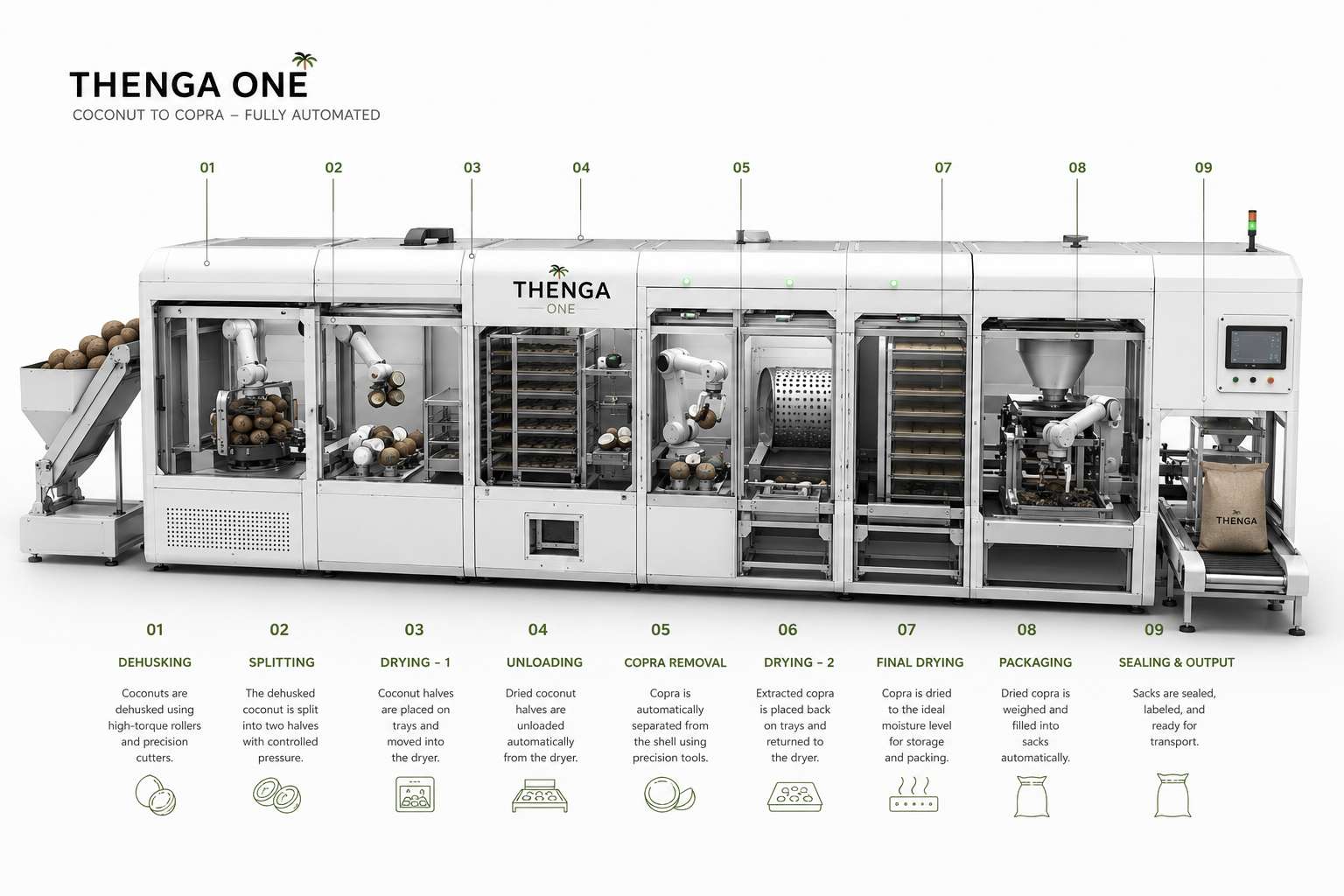 THENGA ONE — fully annotated processing stages